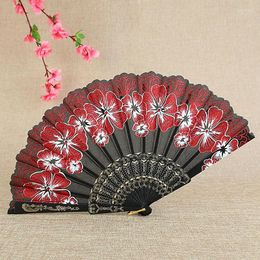 Decorative Figurines Vintage Chinese Style Lace Flower Silk Folding Fan Classical Dance Hand Held Wedding Party Guest Gifts Home Craft