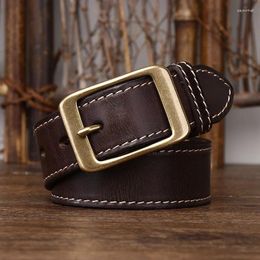 Belts 3.8CM Thick Cowhide Brass Buckle Genuine Leather Casual Jeans Belt Men Brand High Quality Waistband Male Luxury Strap Cintos
