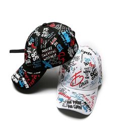 Fashion cotton wild baseball cap Unisex Women Men Hat Adjustable Black White Colour Printing Graffiti golf Caps outdoor sun hats6678524