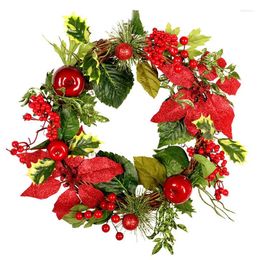 Decorative Flowers Christmas Wreath Garland Red Berry For Front Door Window Fireplace Decoration