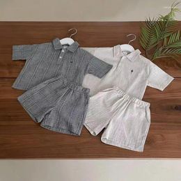 Clothing Sets Summer Baby Short Sleeve Plaid Set Infant Boy Lapel Shirts Shorts 2pcs Suit Toddler Girl Fashion Versatile Cotton Outfits