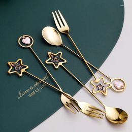 Dinnerware Sets Fruit Fork Set Creative Cute European Small Luxury Grade Stainless Steel Simple Household Thickened Coffee Spoon