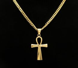 Gyptian Ankh Key Charm Hip Hop Cross Gold Silver Plated Pendant Necklaces For Men Top Quality Fashion Party Jewellry Gift7905173