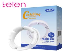 Leten ROHS 2pcsbox Glans Penis Ring DayNight Types Foreskin Protection Ring Penis Extender Enlargement Cock Rings Sex Toys For M2202349