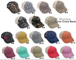 61 Styles Hats Washed Mesh Back Leopard Camo Hollow Messy Bun Baseball Cap Trucker Hat Summer Sun Caps Fast Send LLA8044219109