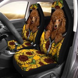 Car Seat Covers Sunflower Cute Poodle Custom Accessories For Owners Pack Of 2 Universal Front Protective Cover