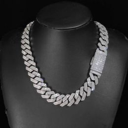 Customised 20Mm 2 Rows Baguette CZ Diamond Iced Out Miami Cuban Link Chain Bracelet Bling Brass Hip Hop Jewellery Necklace