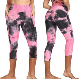 Active Shorts Women Casual Close-fitting Sweatpants Tie-dyed Printed Pattern Elastic High Waist Leggings Fitness Running Yoga Pants