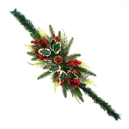 Decorative Flowers Glowing Mailbox Wreath Outdoor Holiday Decor Led Pine Cone Door Wreaths With Berries Green Leaves Festive For Christmas