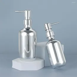 Liquid Soap Dispenser Refillable Shampoo Bottle Simple Design Electroplated Rustproof Hand Dish Container PET Reusable Empty Pump Jar