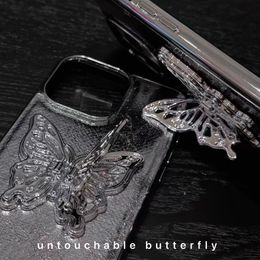 Beautiful Phone Case iPhone 15 14 Pro Max Luxury Butterfly Leather Kickstand Purse 18 17 16 15promax 14promax 15pro 14pro 13pro 12pro 11 with Gift Box Woman Man BD