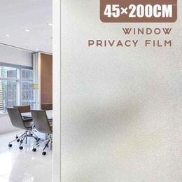 Window Stickers 45x200cm PVC Frosted Opaque Glass Sticker Film For Privacy No Glue Home Bedroom Bathroom Decoration