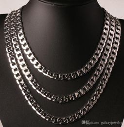 YHAMNI Original 925 Silver Vintage Chain Necklace Men Jewelry 8mm Fashion Statement Necklace Full Side Necklace YN0346549555