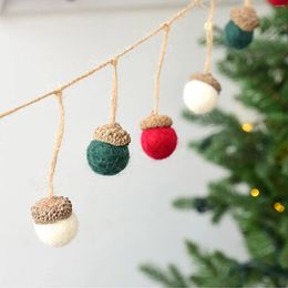 Decorative Flowers Artificial Plant Acorn Bunches DIY Material Pendants Christmas Decorations Pink White Red Wool Felt Pine Tower Small Ball