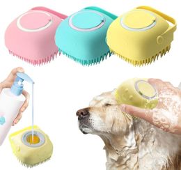 Soft Silicone Dog Brush Pet Shampoo Massager Bath Brush Bathroom Puppy cat Washing Massage Dispenser Grooming Shower Brush 06286635362