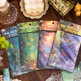 Gift Wrap JIANQI16 Pcs Large Size Beautiful Landscape Background Sticker Decorative Scrapbooking Material Junk Journal Supplies