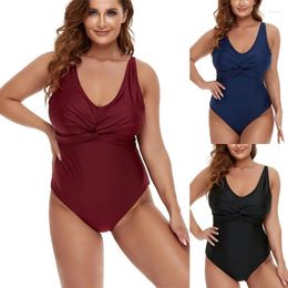 Women's Swimwear 2024 Solid Color Siamese Plus Size Swimsuit Pregnant Woman Suspender Quick-Drying