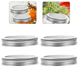 Dinnerware 4 Pcs Bean Sprouts Mason Jar Lids Growing Kit Sprouting With Holes Filter Drain