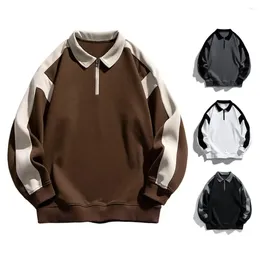 Men's Hoodies Men Teenager Sweatshirt Sport Casual Tops Sporty Contrast Colour With Zipper Neckline Stylish Lapel For Teens