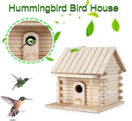 Bird Cages Cage Accessories Birdhouses For Outside Wooden House Nesting Box Hanging Nests Home Garden Decoration8546612