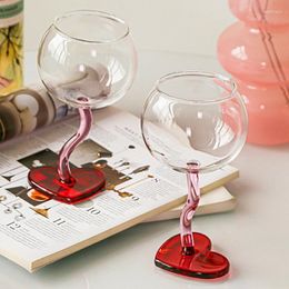 Wine Glasses 300ml Heart Base Twisted Stem Transparent Glass Champagne Cup Romantic Ice Cream Dessert Pudding Drink Whisky Goblet Bowl