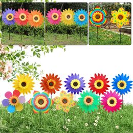 Garden Decorations Sunflower Wind Spinner Colourful Windmill Stake Stakes Outdoor Party Yard Decor