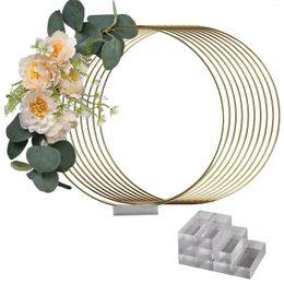 Decorative Flowers 10pcs 12 Inch Floral Hoop Table Centerpiece Metal Wreath Ring Stand With Crystal Clear Acrylic Base For Balloon And