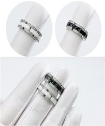 Europe America Fashion Style Men Lady Women Titanium Steel Engraved Letter Single Row Ceramic Setting Diamond Lovers Narrow Rings 6165094