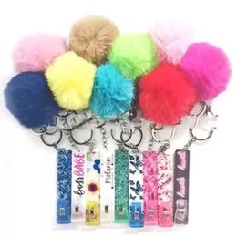 Favor Credit Key Pompom Rings Puller Acrylic Debit Bank Card Grabber For Long Nail ATM Keychain Cards Clip Nails Tools 0202 chain s s