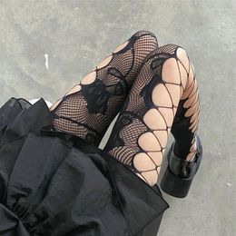 Women Socks Gothic Hollow Out Rose Fishnet Stockings JK Lolita Mesh Tights Sexy Bottomed Pantyhose Punk Streetwear Leggings Hosiery