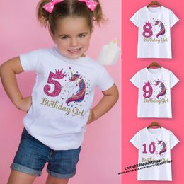 Unicorn Birthday Shirt 112 TShirt Wild Tee Girls Party T Theme Clothes Kids Gifts Fashion Tops Tshirt 240510