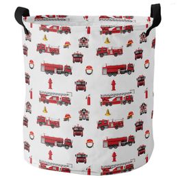 Laundry Bags Fire Truck Texture Foldable Basket Large Capacity Hamper Clothes Storage Organizer Kid Toy Sundries Bag