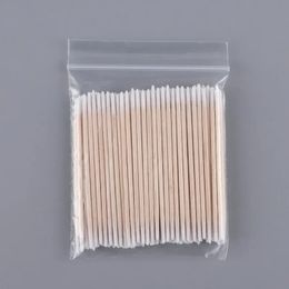 100 PCS/Ear Care Cleaning Wood Handle Pointed Tip Head Cotton Semi Permanent Eyebrow Eyelash Tattoo Thread Beauty Makeup Colour