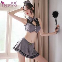 Sexy Set Womens lingerie romantic split style butler set pleated skin sexy sex game uniform mini skirt role-playing clothing Q240511