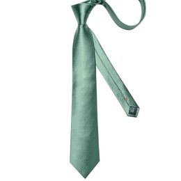 Neck Tie Set 2022 New Sage Green Solid Silk Mens Neck Tie Set Pocket Square Cufflinks 8cm Wide 150cm Length Ties for Men Accessories Gift