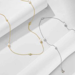 Anhänger Halsketten Minar Einfacher echter Süßwasserperl CZ Kubikzirkonia Strang Perlen Halskette für Frauen Femme 14K Real Gold Plated Kupferhärter