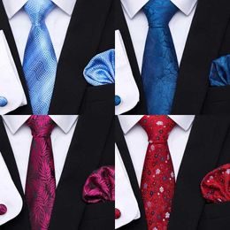 Neck Tie Set Fashion 65 Colors Holiday Gift Silk Necktie Set Tie For Men Wedding Accessories Man Blue Dot Fit Workplace