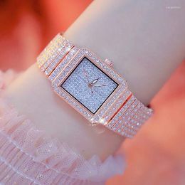 Wristwatches 30mm Dial Fashion Diamond Watch Women Rose Gold Luxury Ladies Square Quartz Unique Female Relogio Feminino