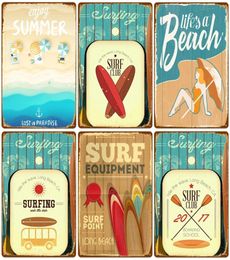 Summer Beach Poster Vintage Metal Painting 2023 Tin Sign Miami Surf Club Art Painting Stickers Wall Decor for Pub Bar Seasides Out3980719