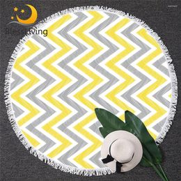 Towel BlessLiving Geometric Round Beach Yellow White Grey Microfiber Bath Towels Modern Blanket Beautiful Mat Dropship 1pc