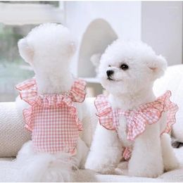 Dog Apparel Pink Plaid Female Physiological Pants Menstrual Diaper Clothes Washable Puppy Underwear Suspender Jumpsuits