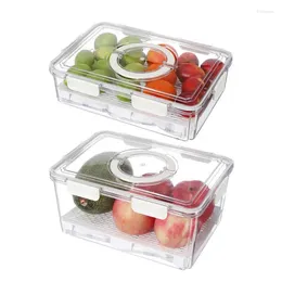 Storage Bottles Food Containers Transparent Draining Box Portable Organizers With Handle Household Vegetable Boxes For Kitchen