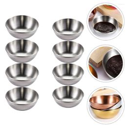 Plates 8 Pcs Silver Prep Dishes For Cooking Dish Spice Stainless Steel Mini Saucers Disheseses Appetiser Spices Small Round