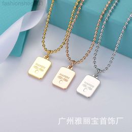 Desginer tiffanyjewelry bracelet New t Family Square Necklace Plating 18k True Gold Cnc Steel Print Ins Exquisite Fashion Mens and Womens Couple Sweater Chain