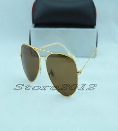 Designer Classic Sunglasses Mens Womes Sun Glasses Eyewear Gold Frame Brown 58mm Glass Lenses Large Metal 6671534