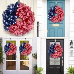 Decorative Flowers Door Wreath Easy Bright Colors Eagle Shape Independence Day Hanging Garland For Front Christmas Party Wedding