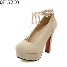 QPLYXCO 2017 New sale sweet fashion big small size 31-47 women shoes high heel lady spring autumn pumps party wedding shoes T-2