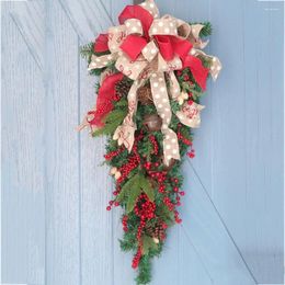 Decorative Flowers Multipurpose Durable Christmas Door Wreath Creative Plastic Hanging Ornaments American Style Home Decor