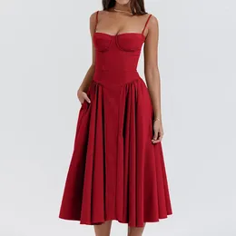 Casual Dresses VOLALO Women Fashionable Red Dress: Strapless Waist-Cinching Sexy Spaghetti Strap For Luxury Birthday Party