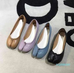 Split Toe Candy Flats Ballet Shoes Woman Slip On Loafers Soft Bottom Moccasins Bow Ballerina Single Tabi Ninja Women Shoes